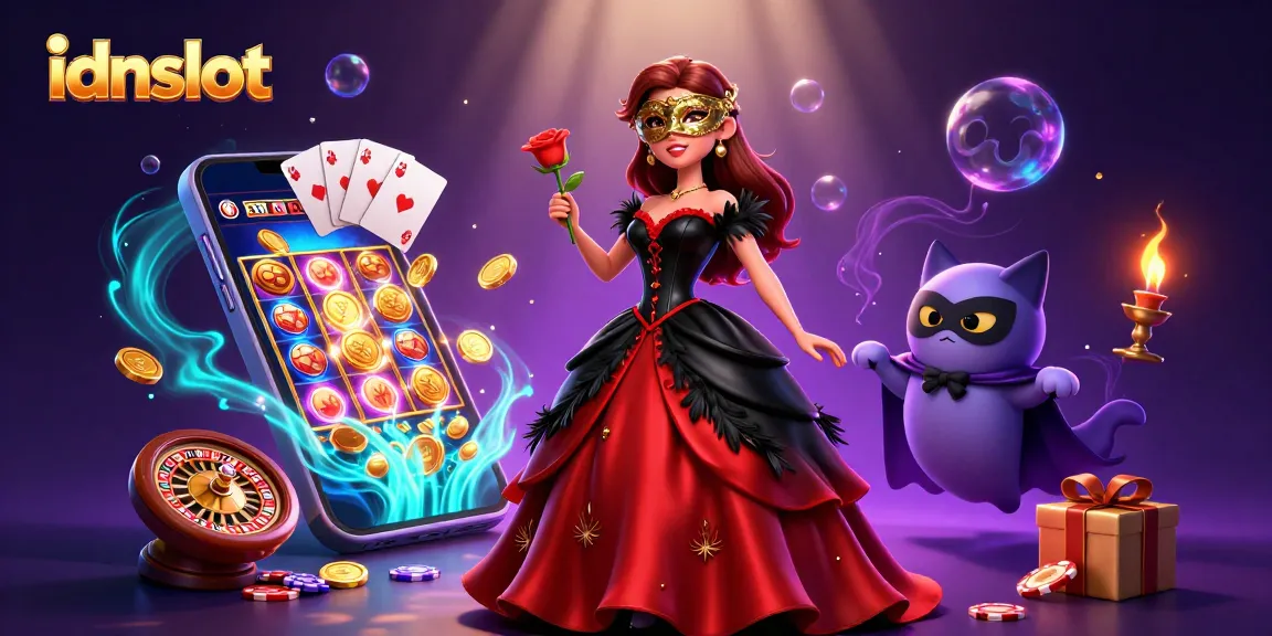 Experience thrilling gameplay with idnslot in a dynamic 3D casino setting filled with vibrant slot games.