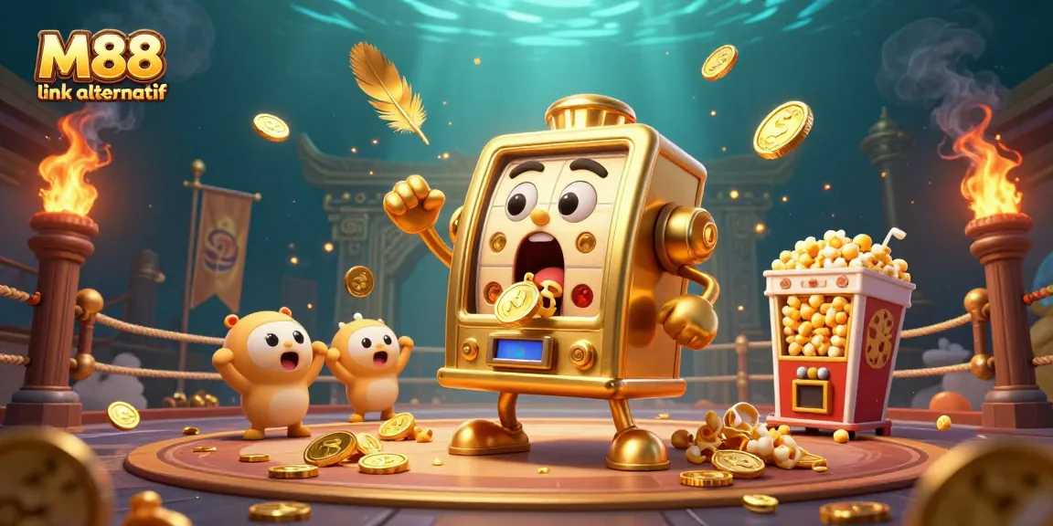 Spin to win at M88 link alternatif with vibrant slot machines celebrating a jackpot!