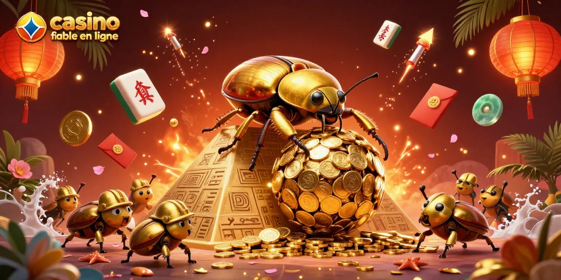 Jouez au casino fiable en ligne avec cette scène illustrée remplie de symboles et d'éléments de jeux fascinants.