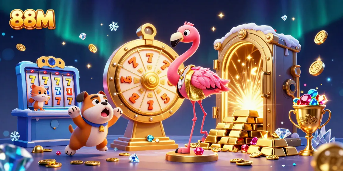 Experience exciting gaming moments with 88M in this vibrant casino illustration.