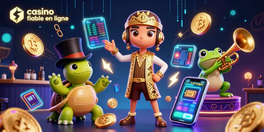 Vivez le plaisir des jeux en ligne avec casino fiable en ligne, cette illustration 3D dynamique