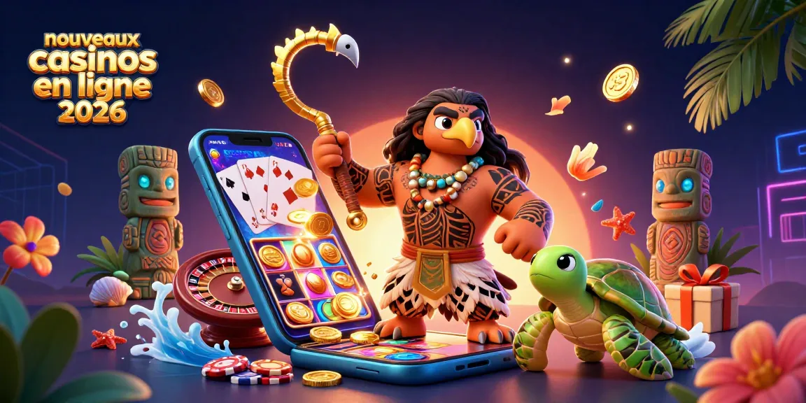 Jouez aux nouveaux casinos en ligne 2026 avec une illustration dynamique de personnages de casino captivants.